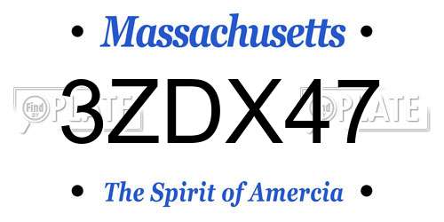 3ZDX47 Massachusetts License Plate