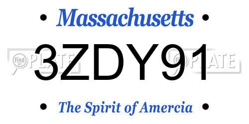 3ZDY91 Massachusetts License Plate
