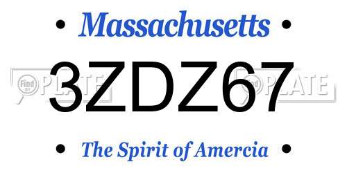 3ZDZ67 Massachusetts License Plate