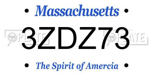3ZDZ73 Massachusetts License Plate