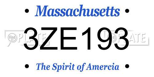 3ZE193 Massachusetts License Plate