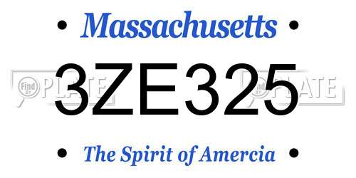 3ZE325 Massachusetts License Plate