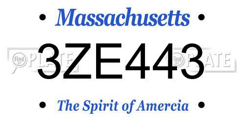 3ZE443 Massachusetts License Plate