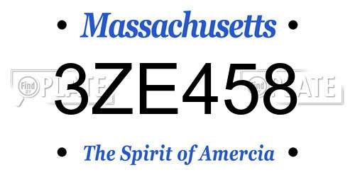 3ZE458 Massachusetts License Plate