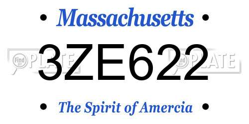 3ZE622 Massachusetts License Plate