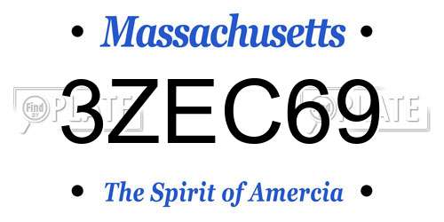 3ZEC69 Massachusetts License Plate
