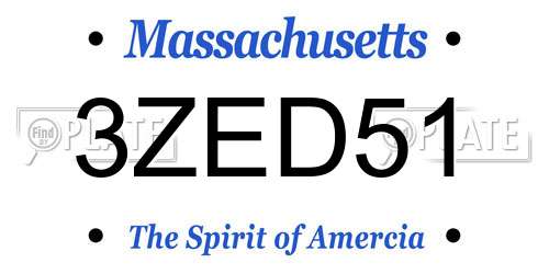 3ZED51 Massachusetts License Plate