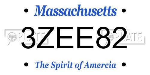 3ZEE82 Massachusetts License Plate