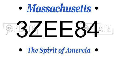3ZEE84 Massachusetts License Plate