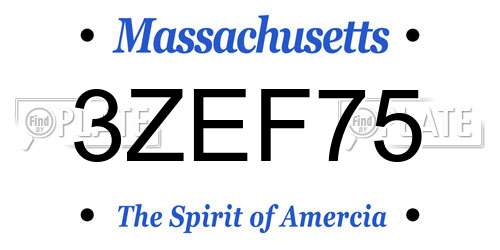 3ZEF75 Massachusetts License Plate