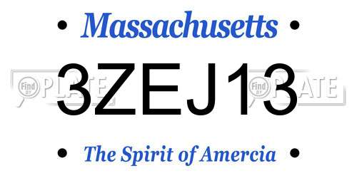 3ZEJ13 Massachusetts License Plate
