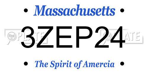 3ZEP24 Massachusetts License Plate