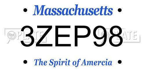 3ZEP98 Massachusetts License Plate