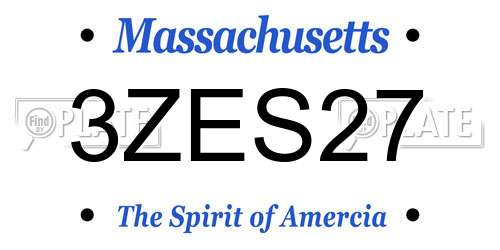 3ZES27 Massachusetts License Plate