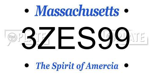 3ZES99 Massachusetts License Plate