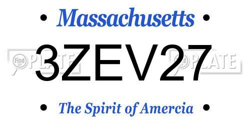 3ZEV27 Massachusetts License Plate
