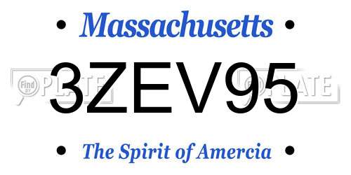 3ZEV95 Massachusetts License Plate