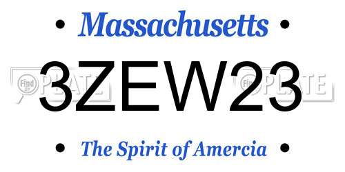 3ZEW23 Massachusetts License Plate