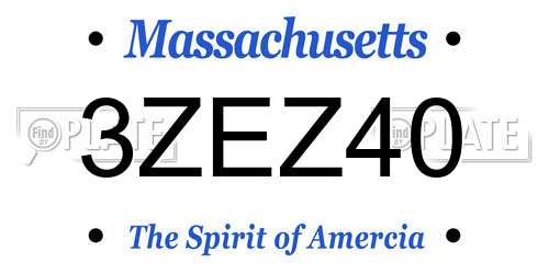 3ZEZ40 Massachusetts License Plate