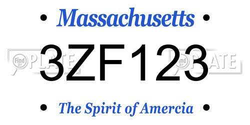 3ZF123 Massachusetts License Plate