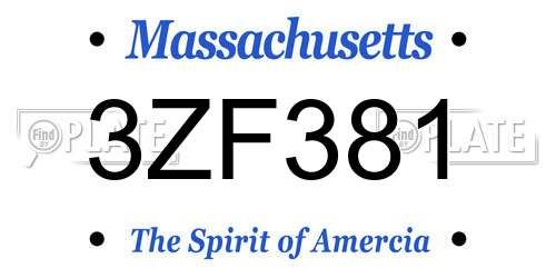 3ZF381 Massachusetts License Plate