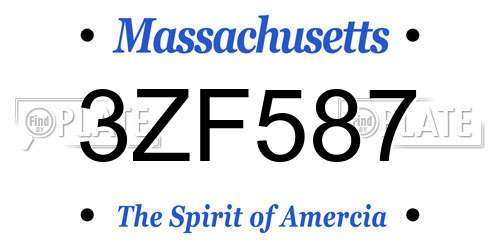 3ZF587 Massachusetts License Plate