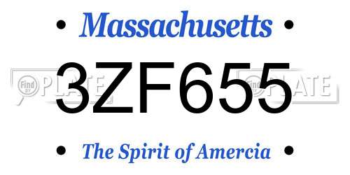 3ZF655 Massachusetts License Plate