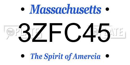 3ZFC45 Massachusetts License Plate
