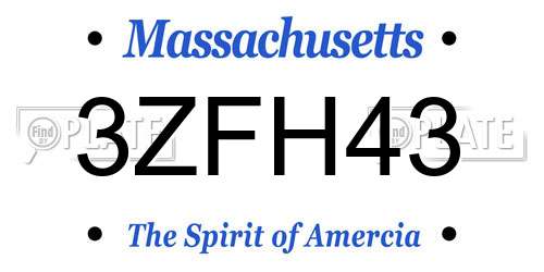 3ZFH43 Massachusetts License Plate