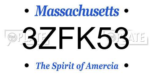 3ZFK53 Massachusetts License Plate