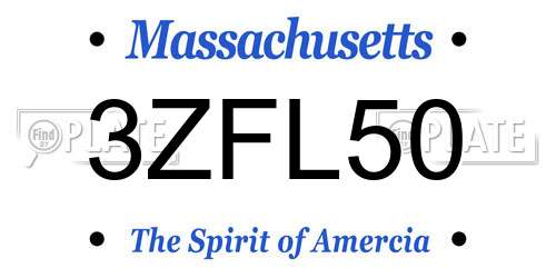 3ZFL50 Massachusetts License Plate