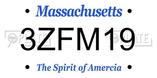 3ZFM19 Massachusetts License Plate
