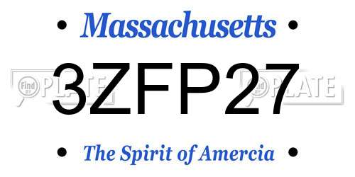 3ZFP27 Massachusetts License Plate