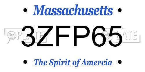 3ZFP65 Massachusetts License Plate