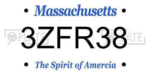 3ZFR38 Massachusetts License Plate