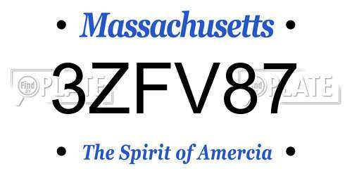 3ZFV87 Massachusetts License Plate