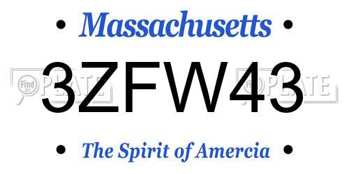 3ZFW43 Massachusetts License Plate