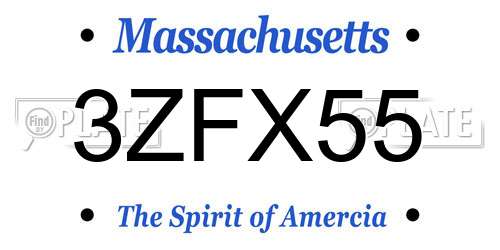 3ZFX55 Massachusetts License Plate