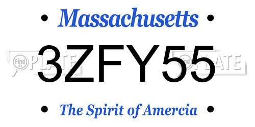 3ZFY55 Massachusetts License Plate