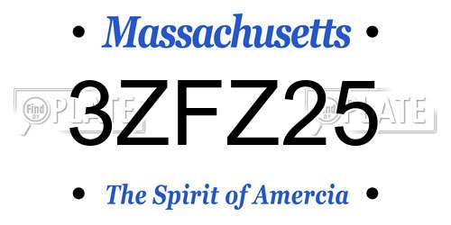 3ZFZ25 Massachusetts License Plate