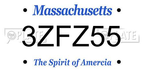 3ZFZ55 Massachusetts License Plate
