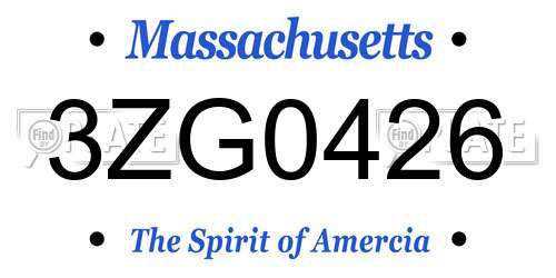 3ZG0426 Massachusetts License Plate