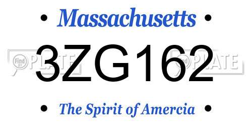 3ZG162 Massachusetts License Plate
