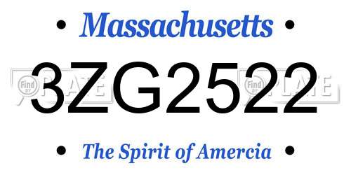 3ZG2522 Massachusetts License Plate