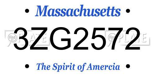3ZG2572 Massachusetts License Plate