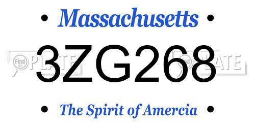 3ZG268 Massachusetts License Plate