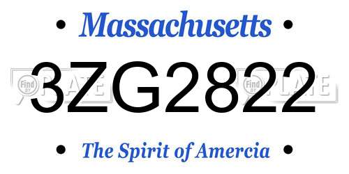 3ZG2822 Massachusetts License Plate