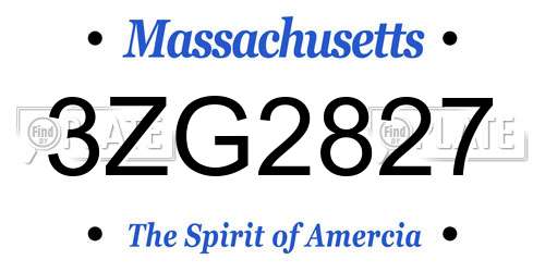 3ZG2827 Massachusetts License Plate