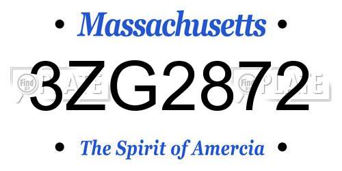 3ZG2872 Massachusetts License Plate