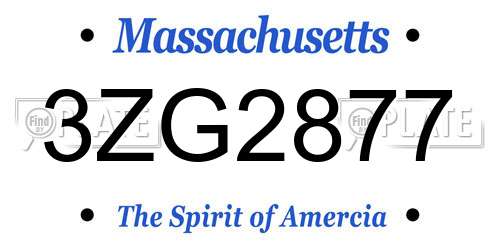 3ZG2877 Massachusetts License Plate